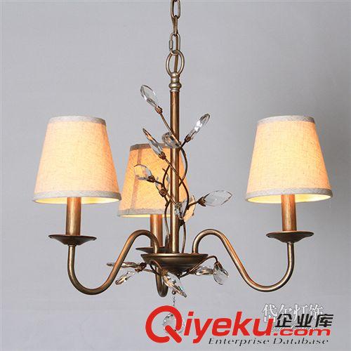 吊燈 美式燈鐵藝現(xiàn)代簡約吊燈水晶燈客廳北歐宜家復(fù)古燈飾北美燈具7380