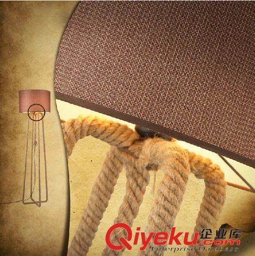 麻繩系列 歐式美式鄉村擺件復古仿舊臺燈飾創意麻繩客廳餐廳臥室裝飾落地燈原始圖片3