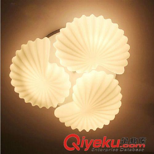 吸頂燈 LED燈 現(xiàn)代簡約歐式創(chuàng)意吸頂燈 RH美式復(fù)古三頭海螺吸頂燈 客廳燈原始圖片3