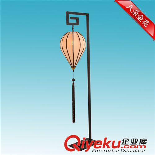 新中式燈飾 【八朵金花】新中式創(chuàng)意回字形鐵藝布罩落地?zé)?臥室 客廳 書房原始圖片2