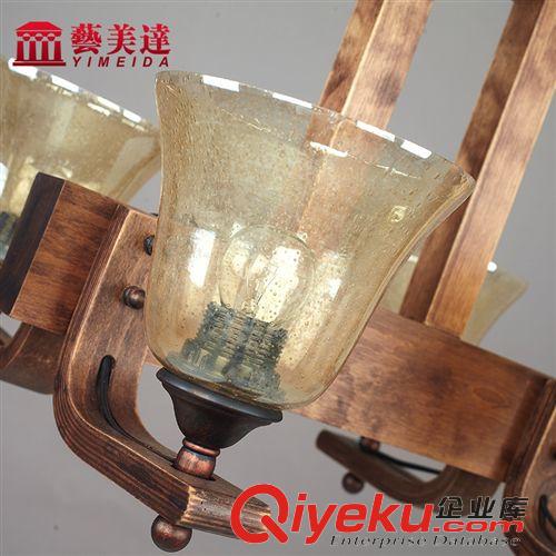 吊燈 藝美達(dá)歐式木藝客廳燈咖啡廳復(fù)古裝飾懷舊鐵藝吊燈餐廳燈具燈飾原始圖片3