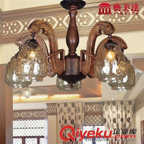 吊燈 藝美達歐式鄉村古典木藝吊燈田園復古客廳燈懷舊餐廳鐵藝燈具原始圖片2