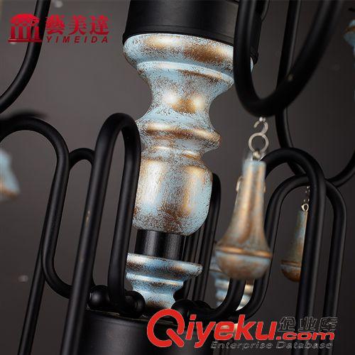 吊燈 藝美達歐式復古鐵木藝客廳吊燈 美式裝飾蠟燭燈 酒店大堂古典燈具原始圖片2