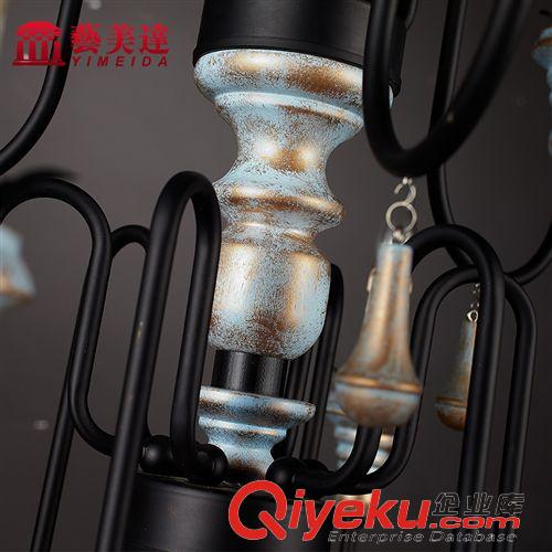 吊燈 藝美達(dá)歐式復(fù)古鐵木藝客廳吊燈 美式裝飾蠟燭燈 酒店大堂古典燈具原始圖片3