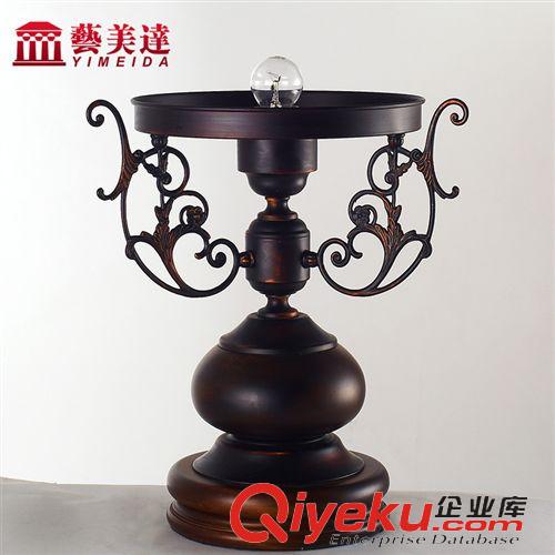 裝飾臺(tái)燈 藝美達(dá)實(shí)木玻璃懷舊復(fù)古臺(tái)燈 臥室客廳燈 學(xué)習(xí)臺(tái)燈裝飾燈原始圖片2
