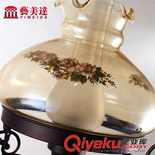 裝飾臺(tái)燈 藝美達(dá)實(shí)木玻璃懷舊復(fù)古臺(tái)燈 臥室客廳燈 學(xué)習(xí)臺(tái)燈裝飾燈原始圖片3
