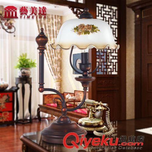 裝飾臺燈 藝美達實木玻璃懷舊復(fù)古臺燈 臥室客廳燈 學(xué)習(xí)臺燈裝飾燈原始圖片2