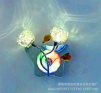壁燈 全LED創(chuàng)意水晶壁燈,田園花草粉色臥室床頭客廳餐廳陽(yáng)臺(tái)戶外壁燈原始圖片3
