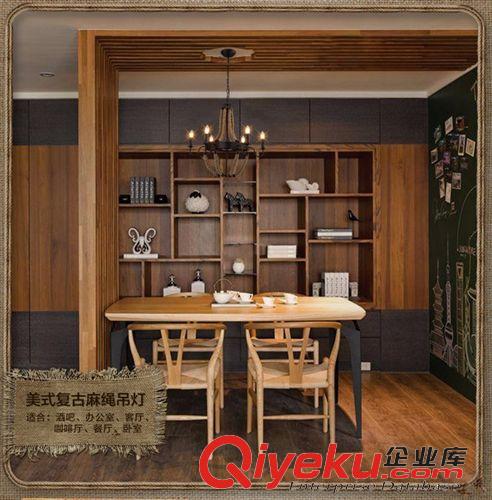 吊燈 loft北歐復古創(chuàng)意田園服裝店咖啡廳麻繩吊燈 美式鄉(xiāng)村吊燈批發(fā)！原始圖片3