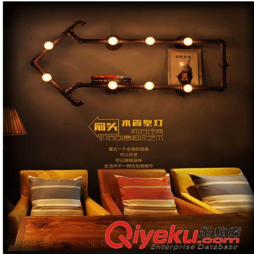壁燈 【床頭水管壁燈】復(fù)古餐廳愛迪生鐵銹工業(yè)水管雙燈壁燈廠家直銷