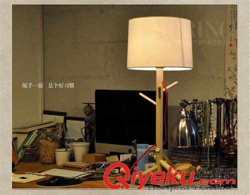 臺燈 【創意北歐臺燈】 宜家現代簡約時尚臺燈實木質床頭木藝書房臺燈原始圖片2