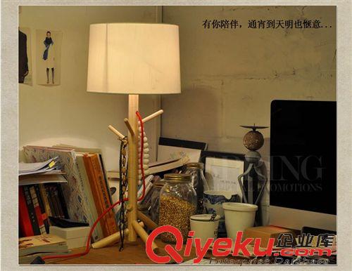 臺燈 【創意北歐臺燈】 宜家現代簡約時尚臺燈實木質床頭木藝書房臺燈原始圖片3