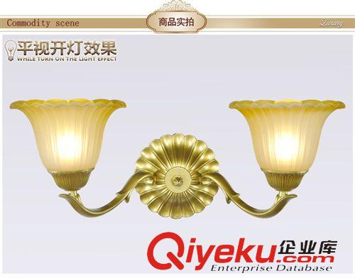 歐式壁燈 雙頭壁燈床頭臥室田園客廳燈具簡約創(chuàng)意土金豪北歐美式玻璃燈罩原始圖片3