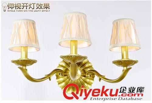 歐式壁燈 三頭壁燈土金豪田園客廳燈具簡約床頭臥室創(chuàng)意北歐美式玻璃燈罩原始圖片3