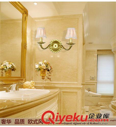 歐式壁燈 雙頭壁燈床頭燈具簡約創(chuàng)意土金豪北歐美式臥室田園客廳蠟燭壁燈原始圖片2