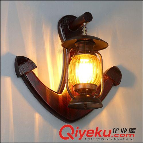 壁燈 歐式仿古實(shí)木壁燈 工業(yè)復(fù)古美式鄉(xiāng)村創(chuàng)意床頭壁燈 餐廳吧臺過道燈原始圖片2