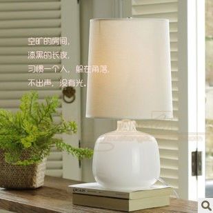 臺燈/落地燈 美式鄉村北歐宜家玻璃臺燈白綠紅色臥室床頭臺燈美式鄉村布罩臺燈原始圖片3