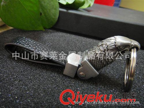 高檔鑰匙扣 供應(yīng)合金鷹頭配真皮男士腰間掛件原始圖片3
