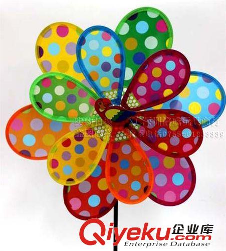 風車/籃球架/運動類 小額玩具批發(fā)禮品 大號雙層印彩色圓點風車 熱銷地攤貨源卡通風車原始圖片2