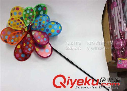 風車/籃球架/運動類 小額玩具批發(fā)禮品 大號雙層印彩色圓點風車 熱銷地攤貨源卡通風車原始圖片3