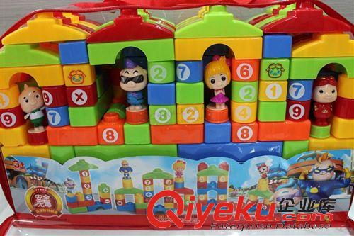 積木玩具 小額玩具混批發啟蒙兒童智力玩具 正版3C豬豬俠積木游樂園 大袋裝原始圖片3
