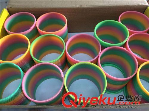 彩虹圈/魔方/魔條玩具 疊疊樂智力彈力圈塑料彈簧圈會爬樓梯的彩虹圈1盒14個 小額批發原始圖片3