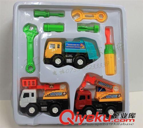 慣性車/滑行玩具 小額混批發(fā)益智拆裝玩 具 力控組裝工 程車吊車攪拌車貨車等多款原始圖片2