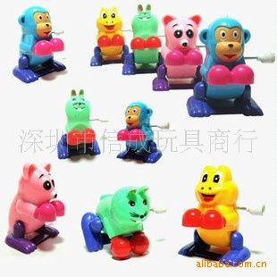 上鏈/拉線/回力玩具 小額300元起混批發(fā)上鏈發(fā)條玩具卡通多色上鏈行走馬上鏈跳馬