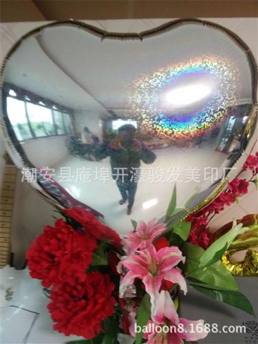 外貿鋁膜氣球 廠家生產(chǎn)鐳射反光特大號心形鋁膜氣球，外貿熱銷 婚慶裝飾氣球原始圖片3