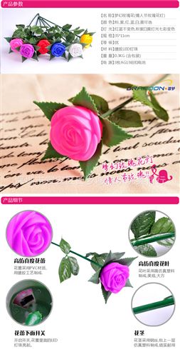 價格分類 新品熱賣禮品LED創意玫瑰花七彩小夜燈新奇特七夕情人節禮物燈原始圖片3