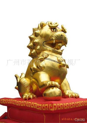 充氣金獅/金色氣模 【廠家直銷 品質(zhì)保證】供應(yīng)精美耐用tj充氣金獅子（高度3米）