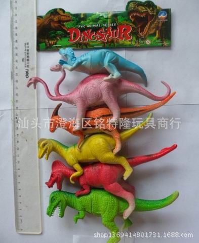 搪膠玩具 創(chuàng)意廣告贈品 新款仿真恐龍模型玩具 家禽動物(6只6寸混裝)