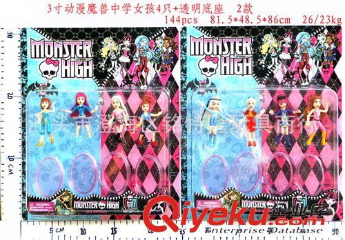 芭比,公仔類玩具 3寸動漫魔獸中學女孩單只+底座8款20只 手辦原始圖片2