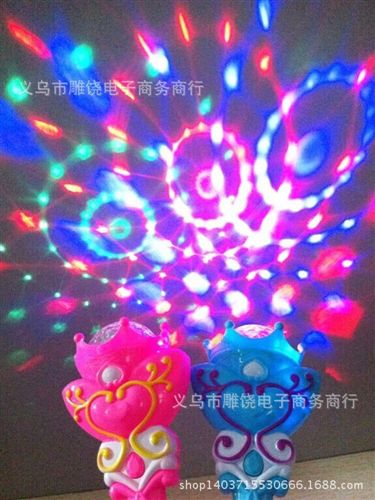 閃光棒 新款發光玩具批發 電動七彩音樂投影魔法棒 轉球蓮花棒 地攤熱銷原始圖片3