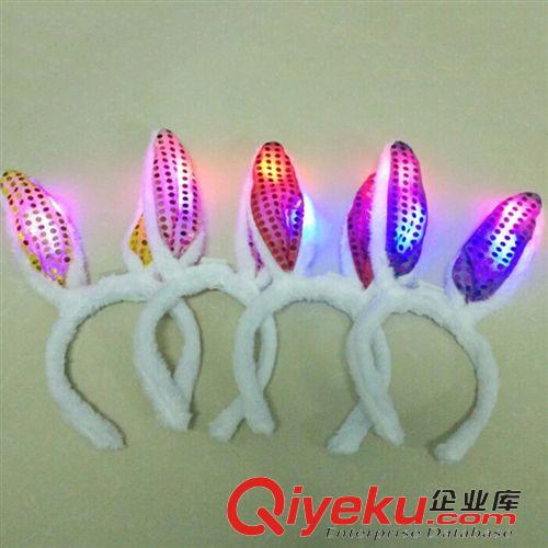 面具 tj圣誕裝飾品圣誕頭箍發光兔耳朵頭箍表演用品兔耳朵頭箍質優原始圖片2