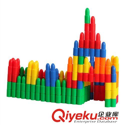 積木 子彈頭早教益智玩具 幼兒塑料積木 兒童拼插拼裝積木 300g一袋裝原始圖片2