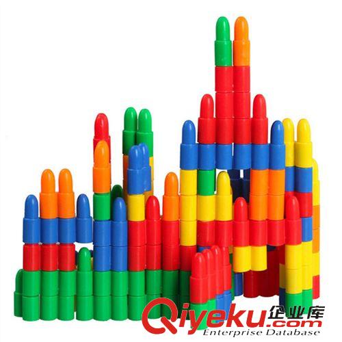 積木 子彈頭早教益智玩具 幼兒塑料積木 兒童拼插拼裝積木 300g一袋裝原始圖片3