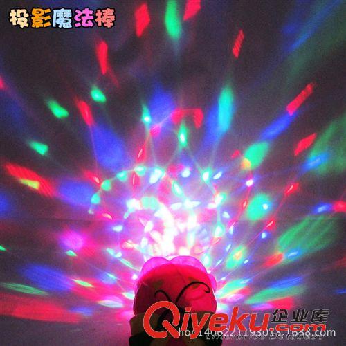 感應玩具 七彩音樂投影魔法棒 巴拉小魔仙七彩閃光棒 有旋轉彩色斑點效果原始圖片3