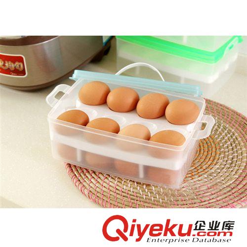 家居日用品 手提雙層雞蛋盒 冰箱保鮮儲(chǔ)物盒 廚房便攜式塑料盒 購(gòu)物手提盒子原始圖片2