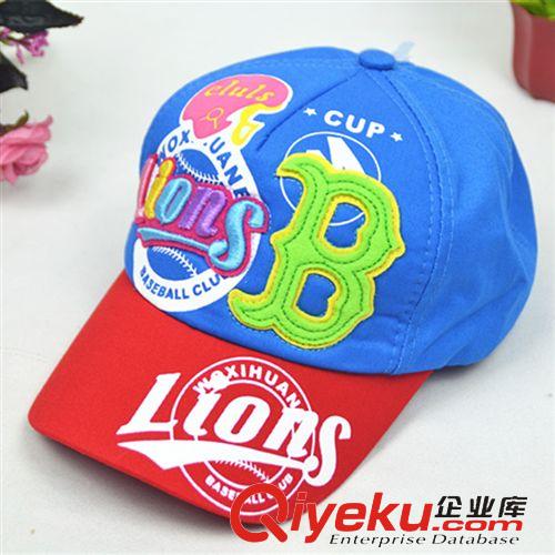 2015年新品寶寶 2015新款兒童帽子 棒球帽子 字母Ｂ遮陽布帽原始圖片3