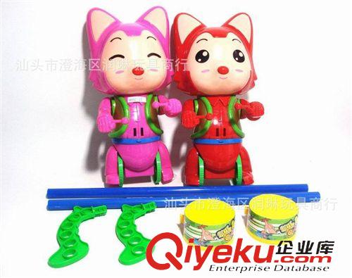 幼兒響鈴/布書手偶/爬行健身 【潤琳玩具】手推打鼓阿貍 推拉玩具 卡通推拉玩具車 兒童玩具原始圖片3