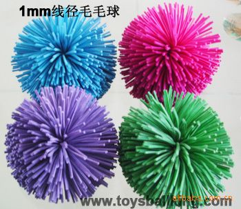 毛毛球 供應(yīng)彈力橡膠毛毛球/橡筋線玩具球/kooshball/pom ball原始圖片2