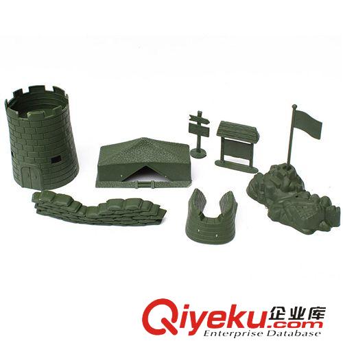 軍事玩具 大炮樓 帳篷 沙袋 U型掩體 路標(biāo)路障旗幟7件套軍事沙盤(pán)場(chǎng)景模型原始圖片3