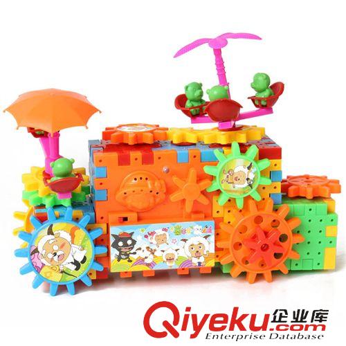 益智玩具 供應喜羊羊84片電動音樂燈光塑料積木 廠家直銷批發(fā) 兒童益智玩具原始圖片2
