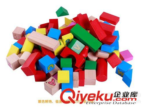 益智玩具 木制益智玩具/100粒數字字母積木巧之木批發啟蒙桶裝積木玩具批發原始圖片3