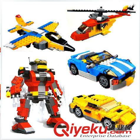樂高式拼插玩具 順樂康經(jīng)典3變直升機(jī)賽車 兒童益智啟蒙星鉆類拼裝積木玩具