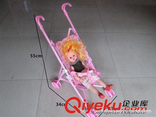 芭比娃娃 帶娃娃 兒童玩具推車 嬰兒小推車 寶寶手推車學步玩具女孩過家家原始圖片3