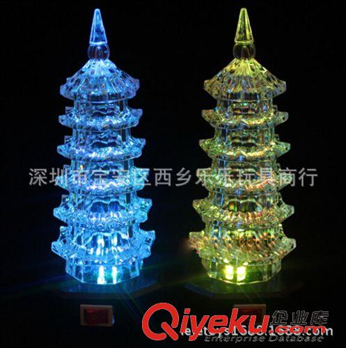 新奇特創(chuàng)意產品/小夜燈 新型七彩亞克力寶塔小夜燈 LED發(fā)光寶塔 地攤熱賣夜市套圈圈專用原始圖片2
