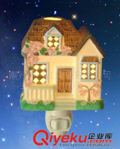 陶瓷小夜燈 香熏手繪美麗圣誕小屋陶瓷小夜燈（廠家直銷）原始圖片3