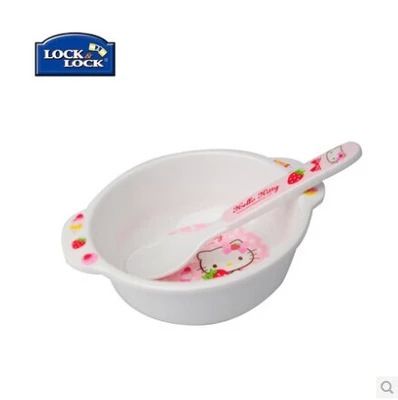 新品上架 樂扣樂扣Hello Kitty兒童密胺餐具2件套裝 兒童耐摔碗勺LBB453S2